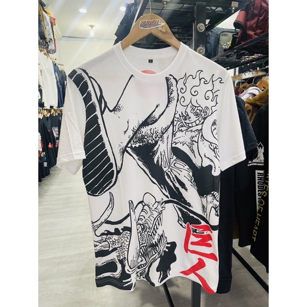 Tshirt Luffy Nika vs Kaido Fullprint Anime Manga One Piece Premium Unisex