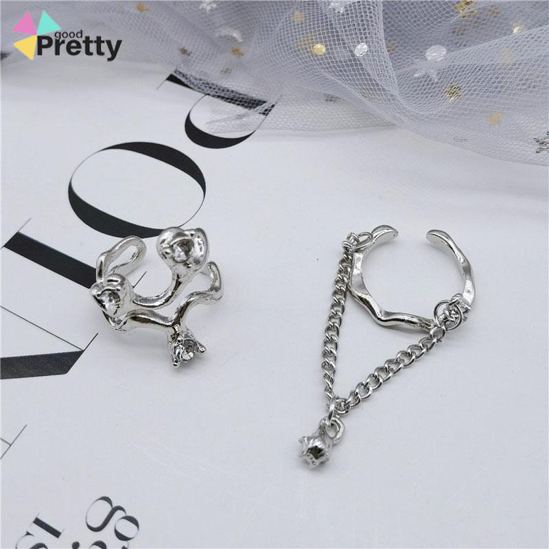 2pcs Cincin Model Gelombang Tidak Teratur Adjustable Untuk Wanita - PD