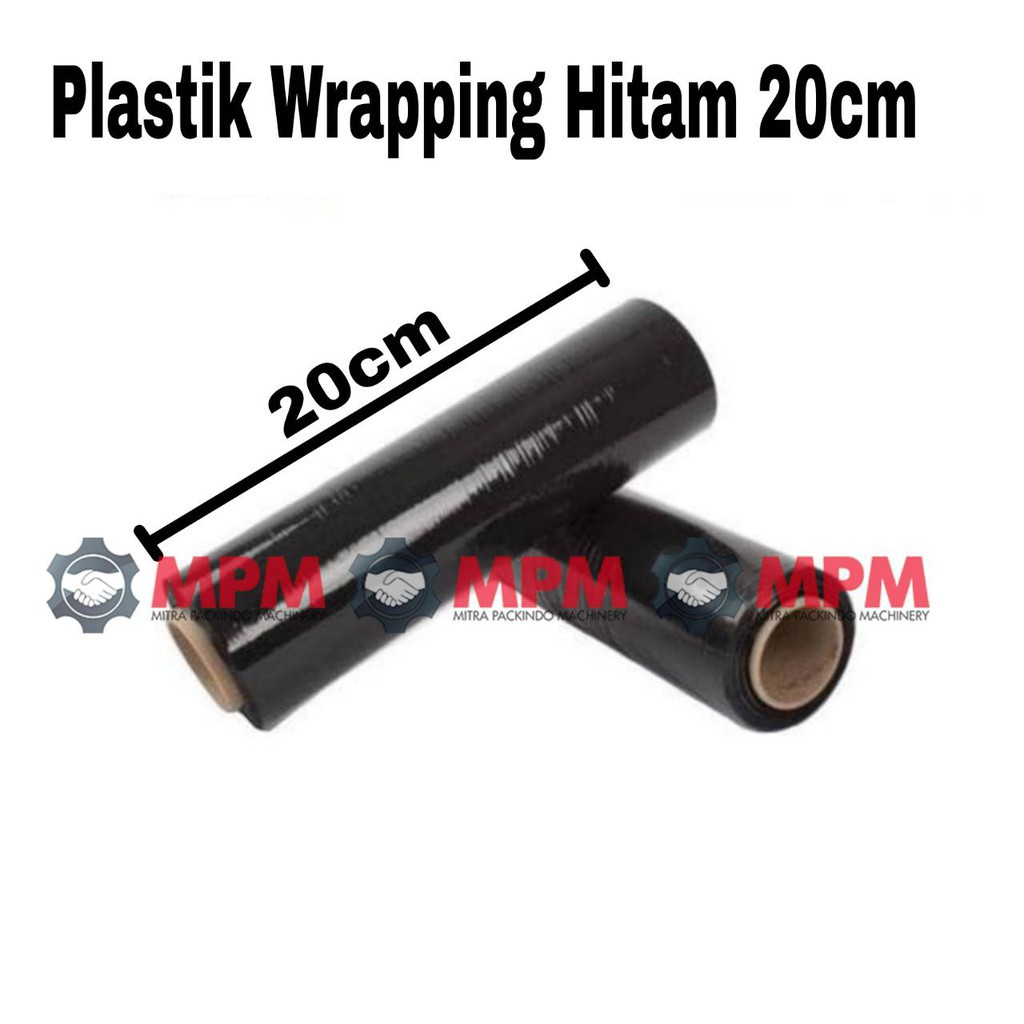 Plastik Wrapping Hitam  20cm / Stretch Film Black 20 Cm / Plastik Wrap Koper