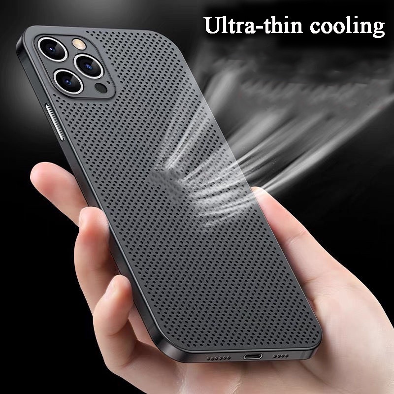 (Ultra Slim) Casing Hardcase Mesh Breathable Untuk iPhone 13 12 Pro Max i13 i12 12pro 13pro