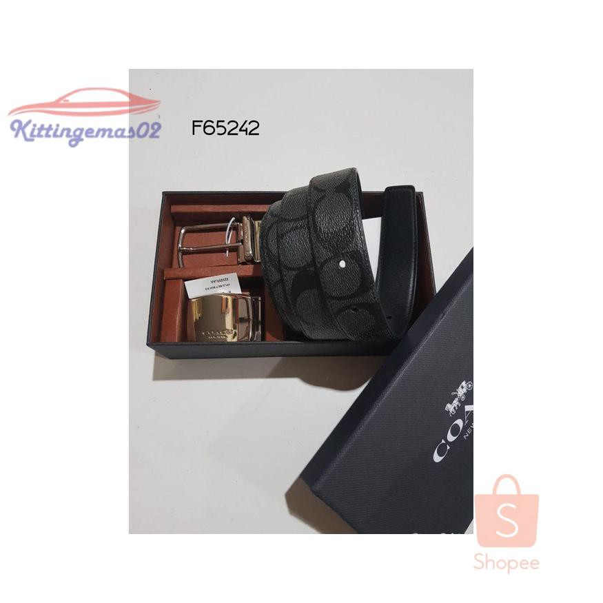 IKAT PINGGANG PRIA GESPER SABUK KTG2I856 COACH ORIGINAL COACH MENS BELT GIFT SET SIGNATURE