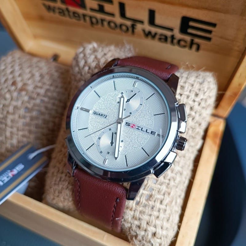 Jam Tangan Snille Chronograph Aktif Fashion Pria Terlaris Jam Tangan Kulit