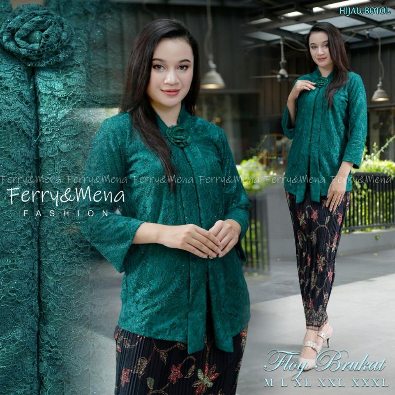 Produk original setelan kebaya floy brukat//kebaya wisuda//kebaya pesta//kebaya perpisahan//kebaya brukat modern