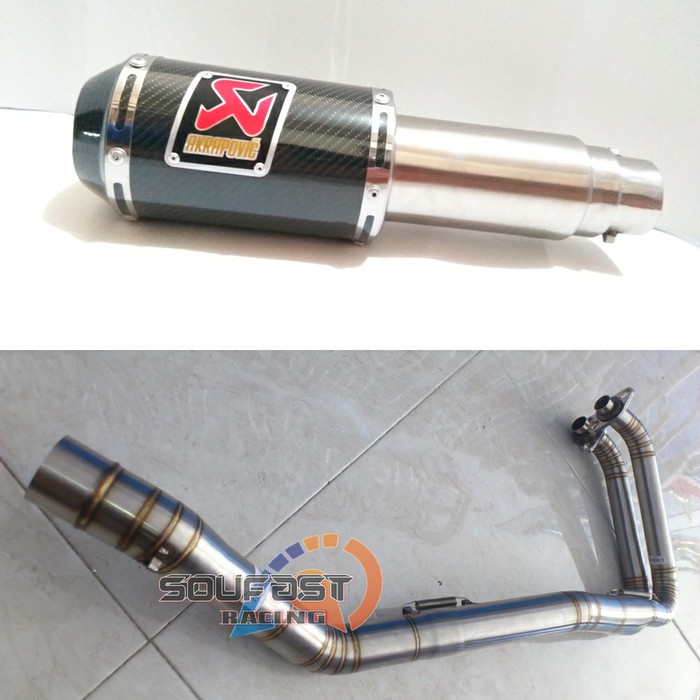 BARANG TERBAIK Knalpot Racing Fullsystem Ninja 250 Fi/Karbu Akrapovic Gp M1 racing balapan standar