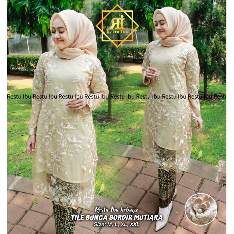 SET><Kebaya TUNIK BUNGA BORDIR SHAKILA >couple