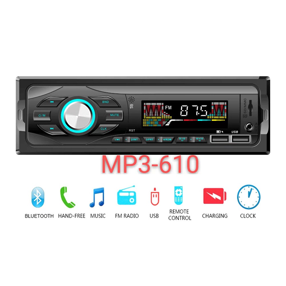 Taffware Tape Audio Mobil MP3 Player Bluetooth Wireless Receiver 12V - MP3-610 - Black