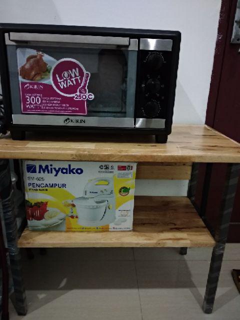  Meja  Rak Kompor Kayu  Ketebalan 2  cm Kaki Hitam 2  Susun  