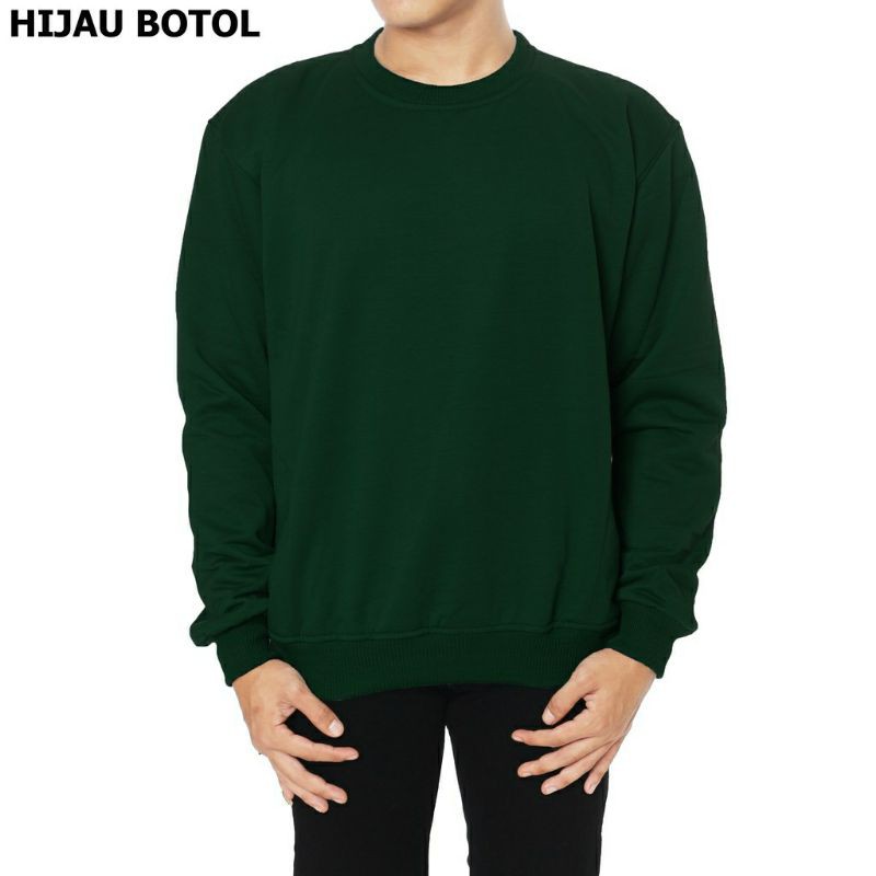 Sweater polos oblong  M L,XL pria wanita hijau botol