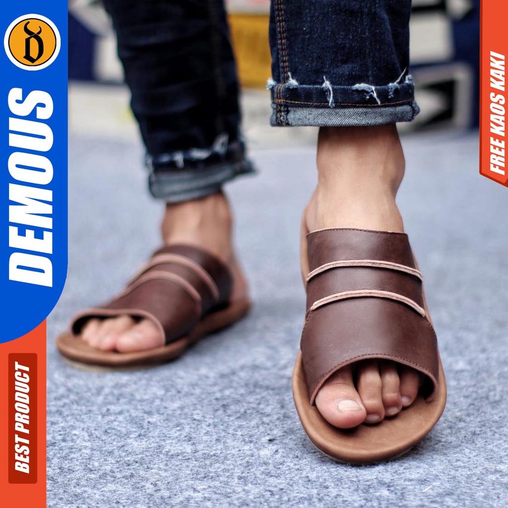 DEMOUS TAIM Sandal Slop Kulit Pria Sendal Casual Terbaru