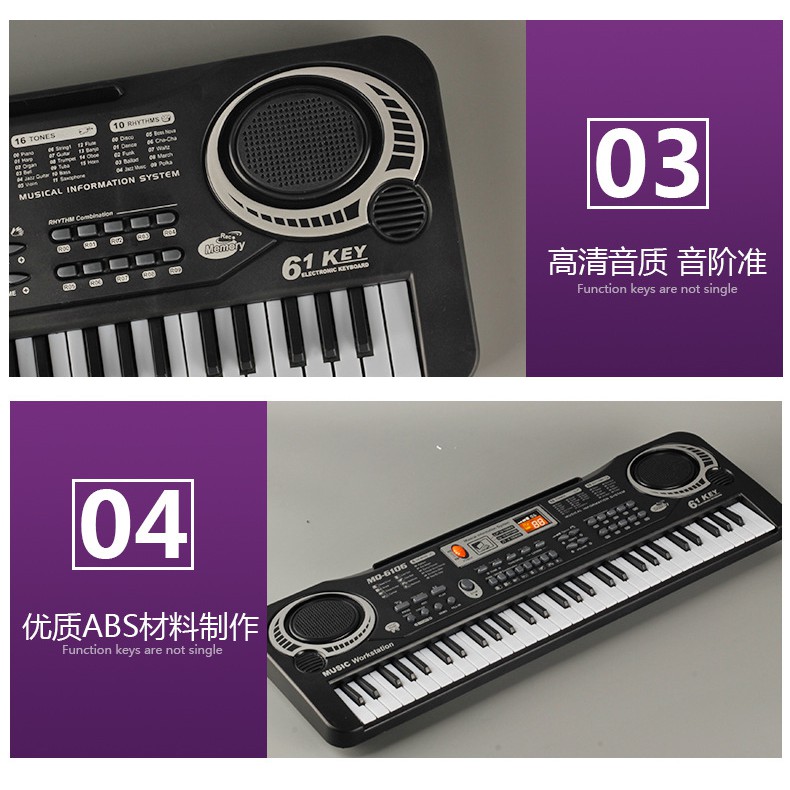 [FUNNY]PIANO ELEKTRONIK 61 KEYS / KEYBOARD ELECTRONIC 61 KEYS LENGKAP MIC DAN CHARGER