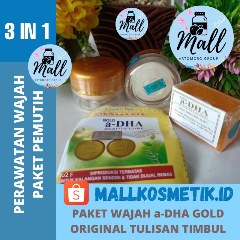 skincare CREAM ADHA DHA a-DHA GOLD BEAUTY CARE ORIGINAL HERBAL ASLI MDS ORANGE HIJAU