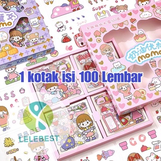 100 Lembar Stiker Motif Kartun Korea Lucu Anti Air Dekorasi Handbook Scrapbook DIY