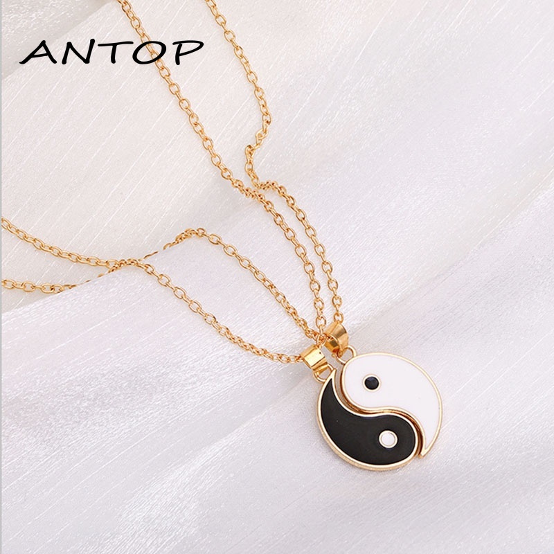 Kalung Liontin Yin Yang Bahan Alloy Gaya Korea Untuk Pasangan