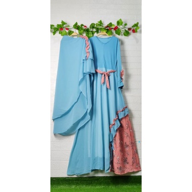 MUSLIMAH " ONE SET GAMIS + HIJAB SYAR'I 2 LAYER APLIKASI KRIWEL'
