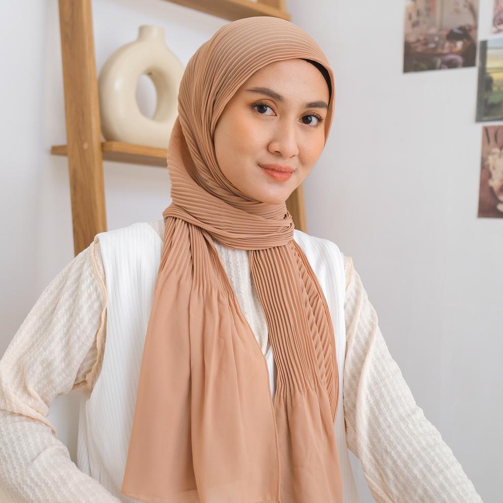 Lozy Hijab - Bawal Pleats Shawl ( Pashmina Plisket )-Nude