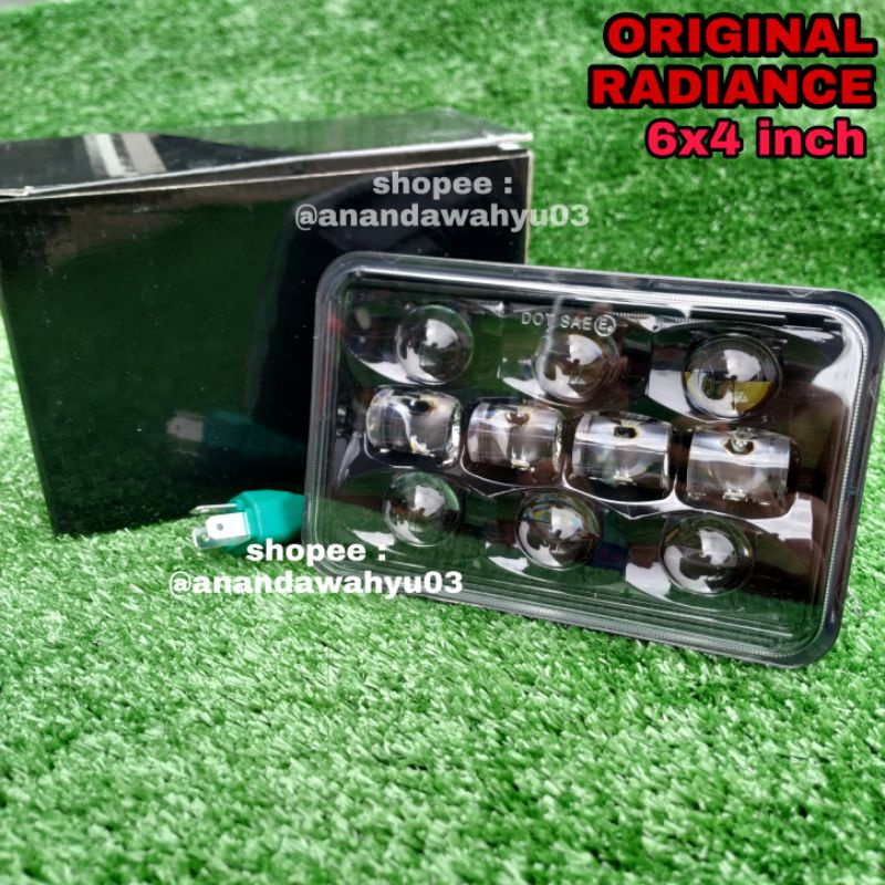 LAMPU LED DEPAN VARIASI 10 MATA 6X4 INCH KOTAK RX KING GL 100 WIN 100 TS GL MAX IMPORT SOCKET HIJAU