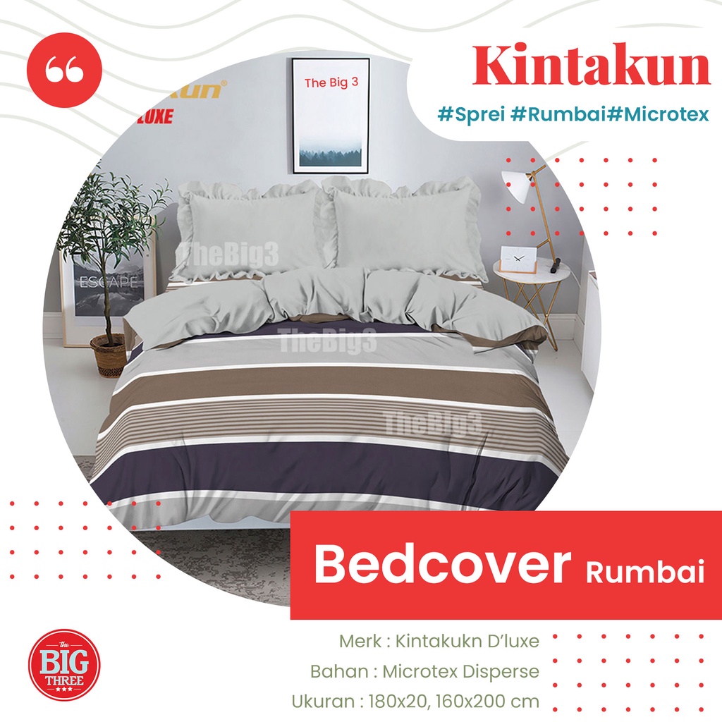 KINTAKUN Bedcover + Sprei Rumbai 180x200 / 160x200 - Aalborg Ambar Amina Arfana Bakula Bena Celestia Elva Gemi Marma Nadhar Radeva Rafly Shakila Tiwi Wana Adira Alisa Akma  - King 180 160 Queen BC