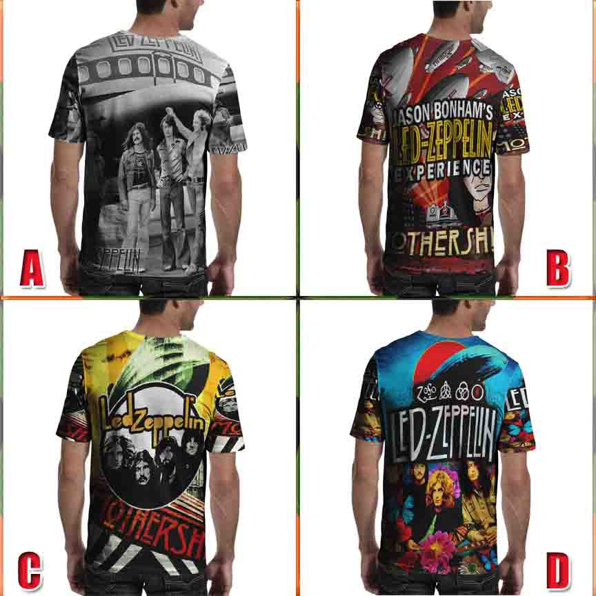 Full Print T-Shirt Led Zeppelin Rock Band Kaos Bahan Polyester Jersey Terbaru