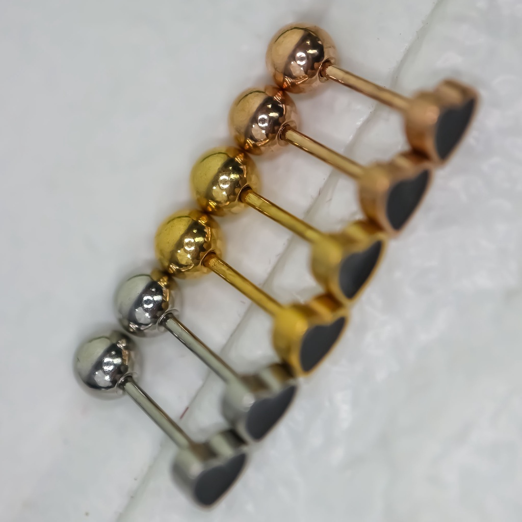 Anting baut love titanium korea anti karat - ercassia