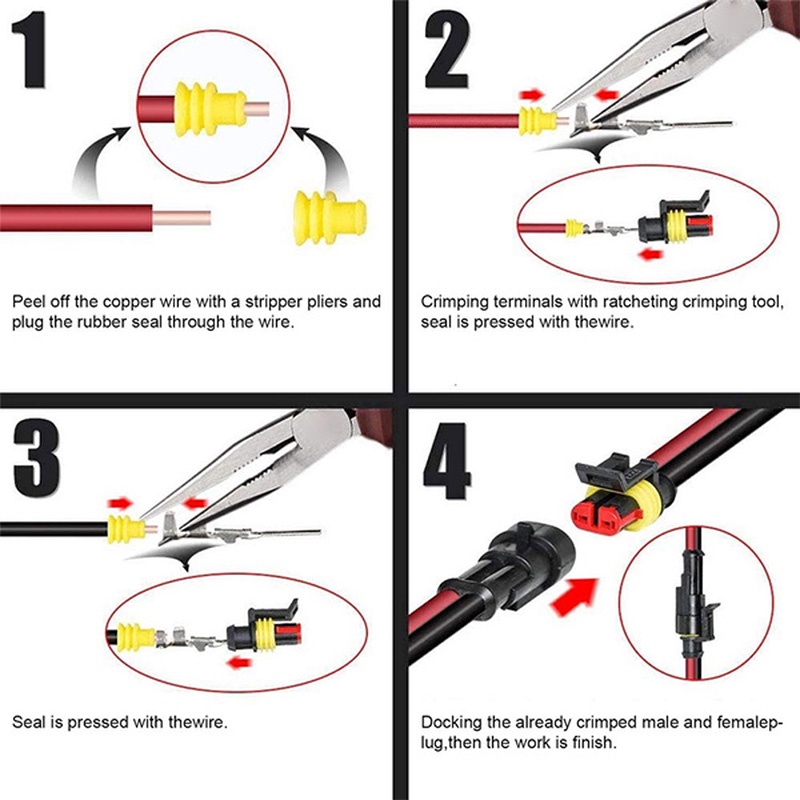 【352 PCS Anti Air】Socket Konektor Kabel 1 2 3 4 5 6 Pin/Socket Kabel Motor Mobil Anti Air/Socket Konektor Kabel