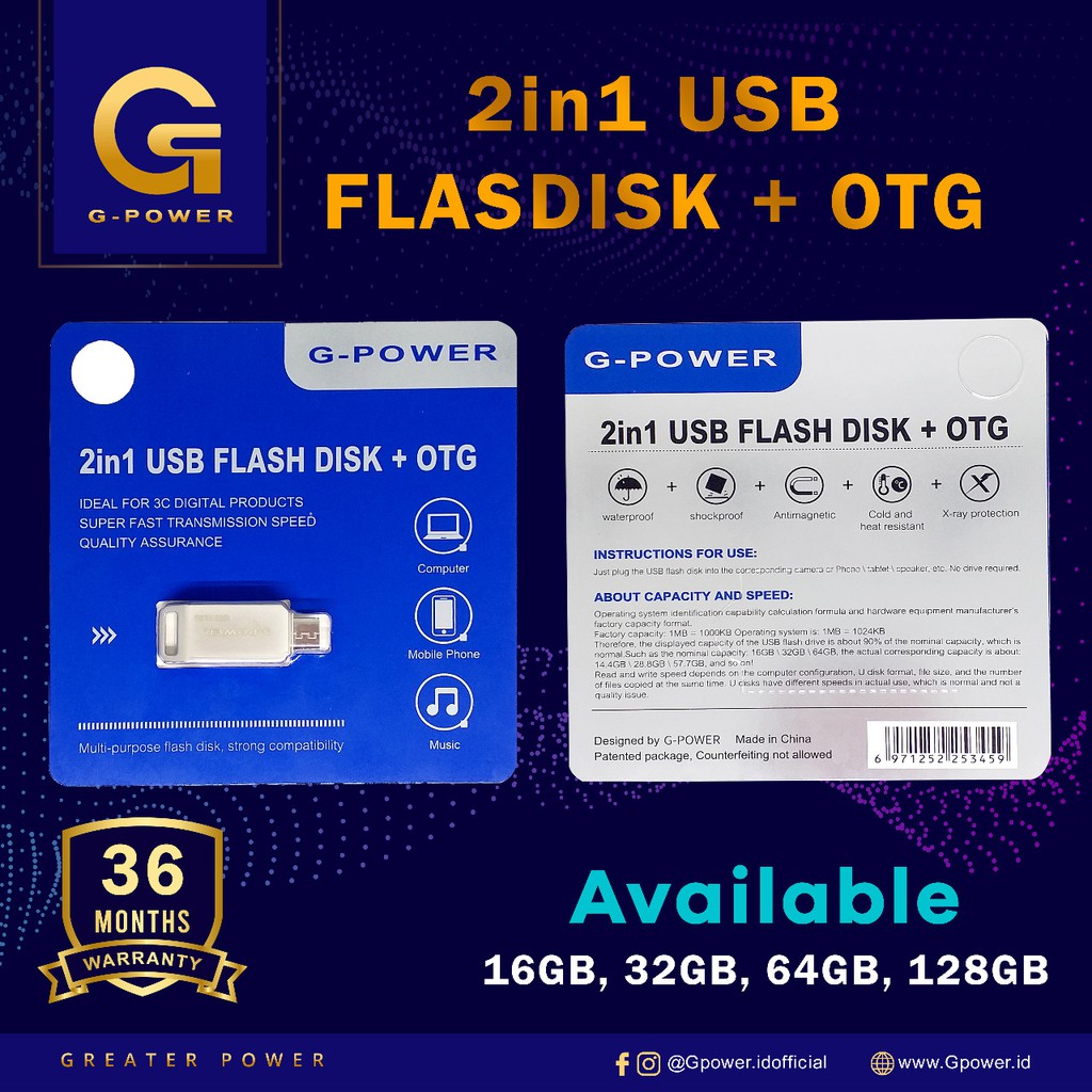 GPOWER USB FLASHDISK + OTG 8GB/16GB/32GB USB HIGH SPEED 3.0 ORIGINAL