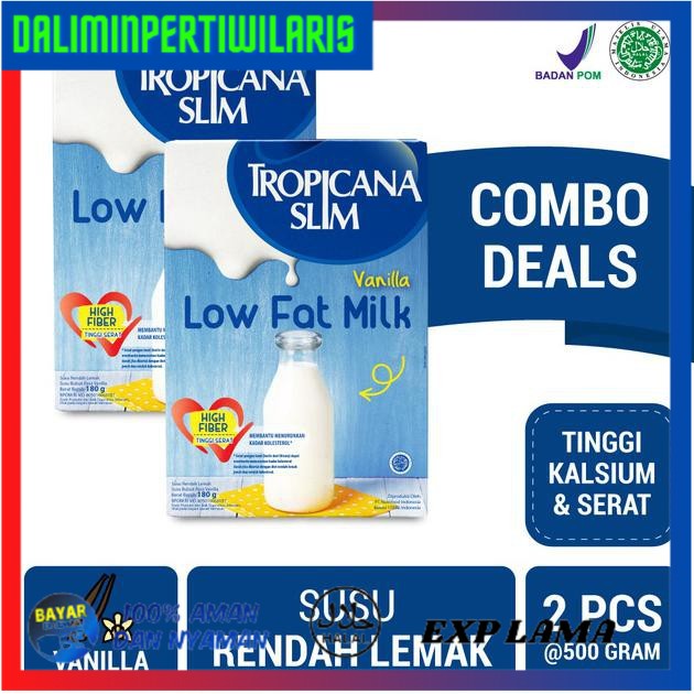 

✨BISA BAYAR DI TEMPAT✨ Tropicana Slim Low Fat Milk Vanilla 500 gr x 2 Pcs TERUJI [Kode 1|Kode