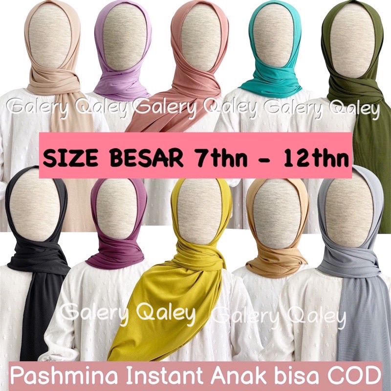 PASHMINA INSTANT UKURAN JUNIOR BESAR 7th-15th / HIJAB INSTANT ANAK TANGGUNG / PASTAN ANAK / KERUDUNG ANAK / HIJAB INSTANT