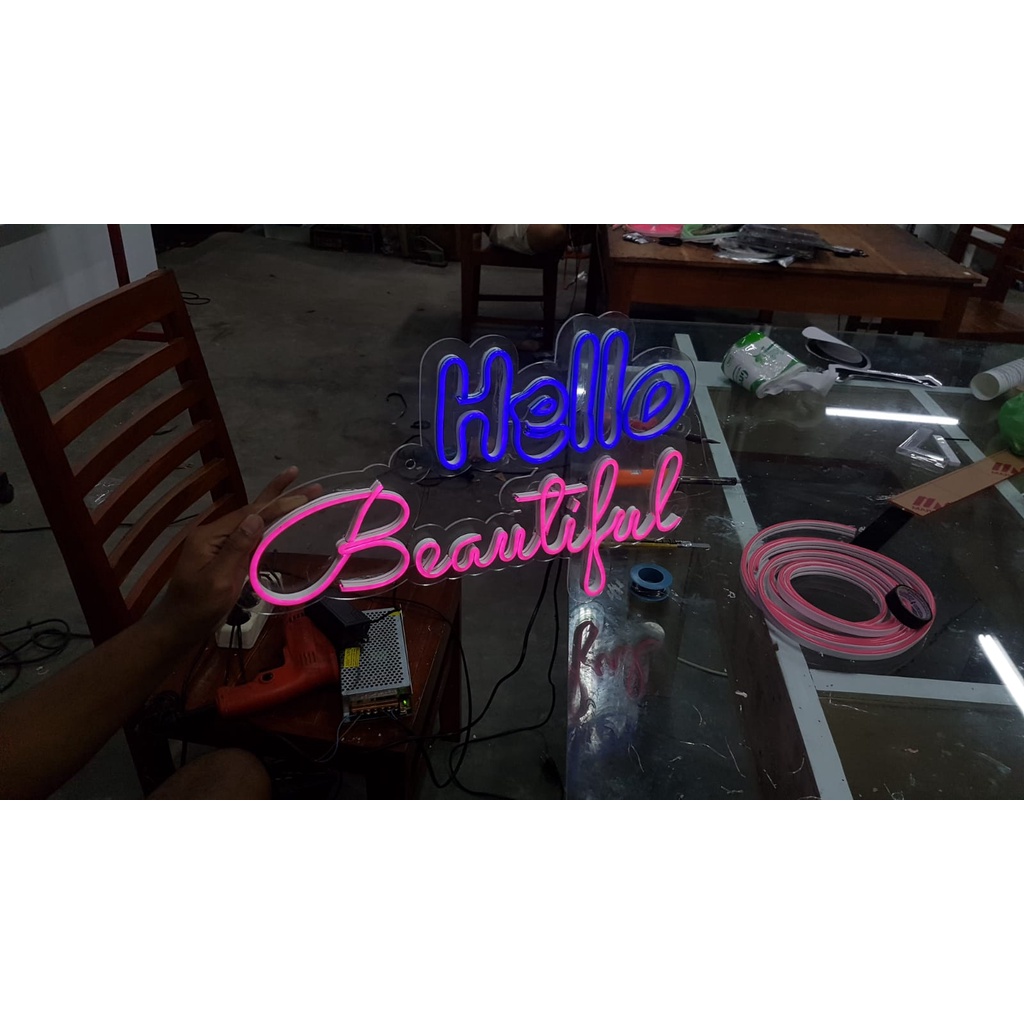 ( harga perhuruf ) Neon Flex Papan Nama | Papan Usaha LED Custom Neon Sign NeonFlex