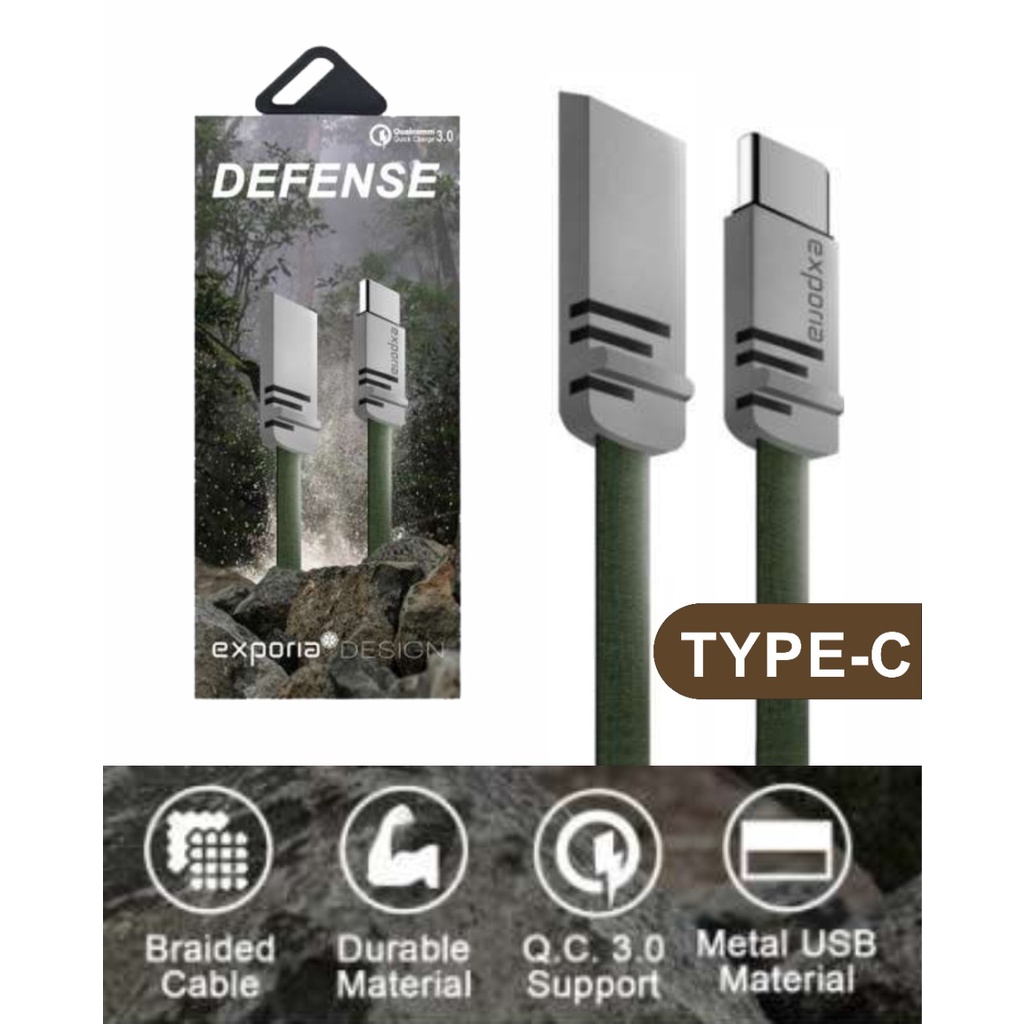 KABEL USB EXPORIA DEFENSE TYPE C CHARGING TRANSFER DATA QUALCOMM 3.0 1M