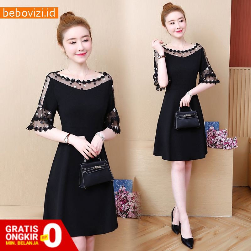 Dress Jumbo Midi Casual Wanita Model Lengan Pendek Dan 5Xl Pesta