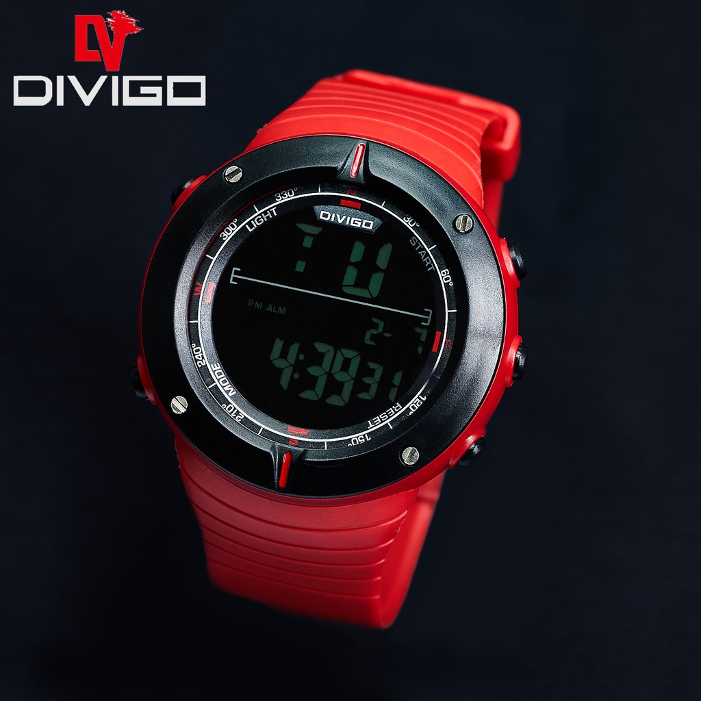 Jam Tangan Pria Digital Divigo Tahan Air Stap Rubber Original DV-8361