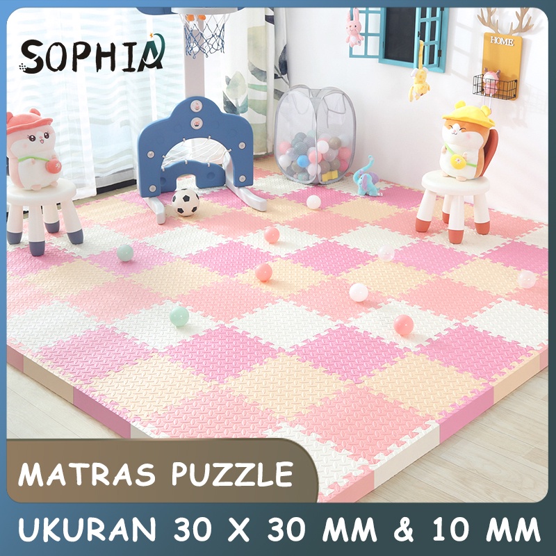 Puzzle Lantai 30x30cm Karpet Lantai Motif Hewan Dan Buah EVA Foam Matras Puzzle Empuk Bayi Puzzle 10pcs