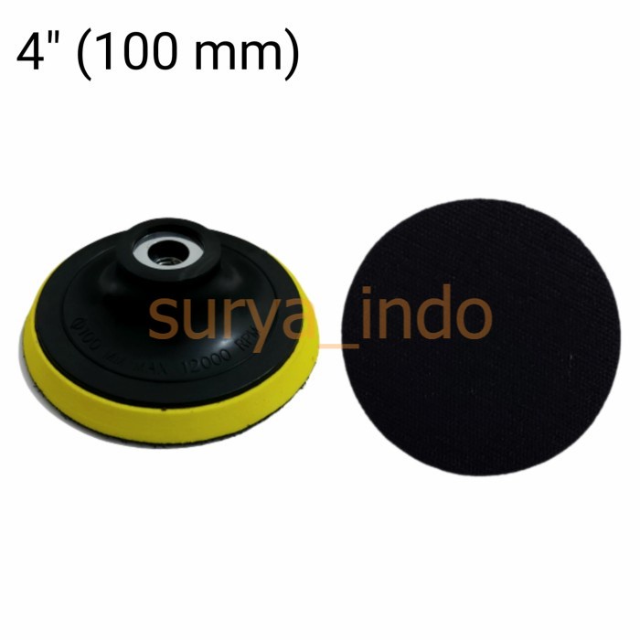 DUDUKAN / TATAKAN AMPLAS BULAT 4&quot; (100 MM) GURINDA TANGAN VELCRO PAD