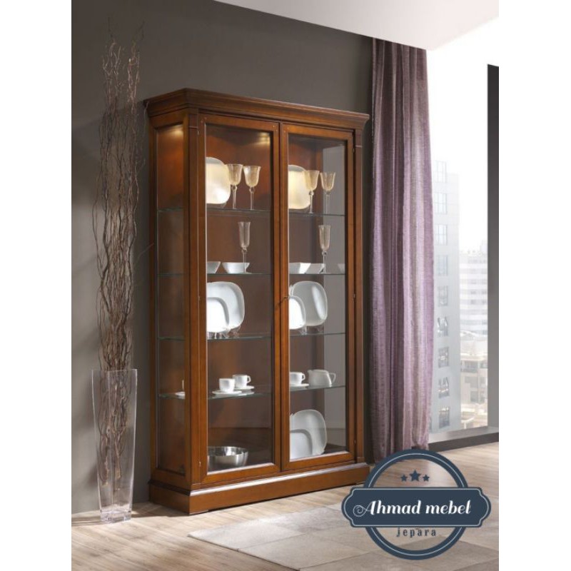 LEMARI PAJANGAN KACA JATI