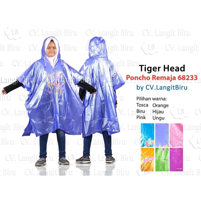 Jas Hujan Ponco Remaja Tiger Head 68233 Raincoat Poncho Motor unisex