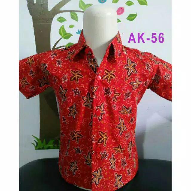 Baju Batik Anak Laki Kemeja Batik Anak Hem Baju Cowok Usia 0-14 Tahun Kode Ak-56