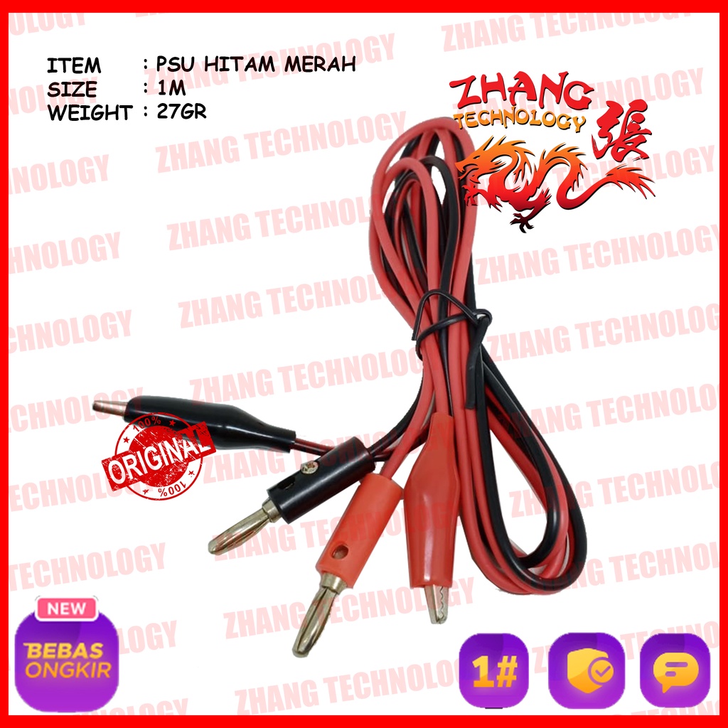 [ ZHANG TECHNOLOGY ] Kabel DC PSU Power Supply Hitam Merah Panjang 1 meter High Quality
