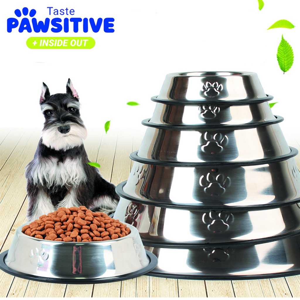 Mangkok Makan Minum Kucing Anjing Tempat Makan Kucing Anjing Stainless Steel Pet Bowl Wadah Stainles Anti Selip Tastepawsitive