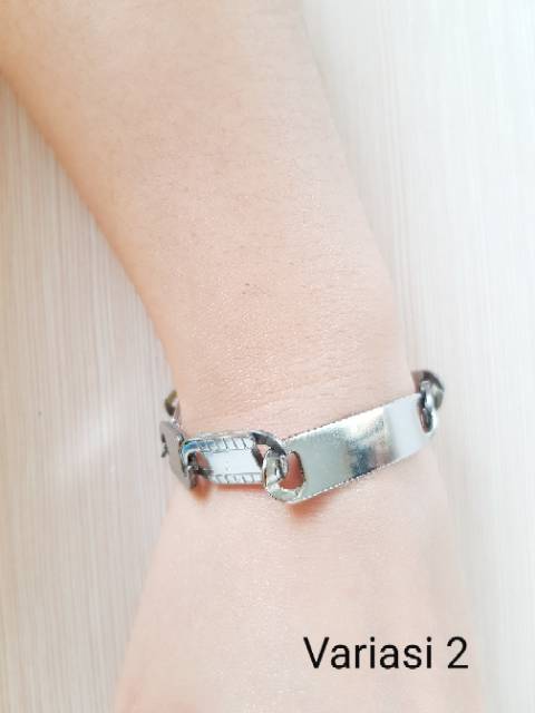 Gelang fashion import Titanium Silver / gelang pria dan wanita / gelang titanium antikarat