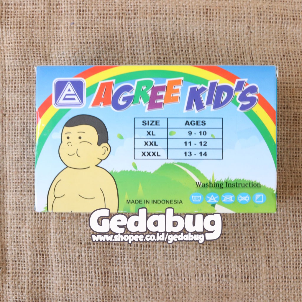 3 Pcs - Cd Anak Agree Kids AK B002 Big Size | Celana dalam anak motif sablon belakang | Gedabug