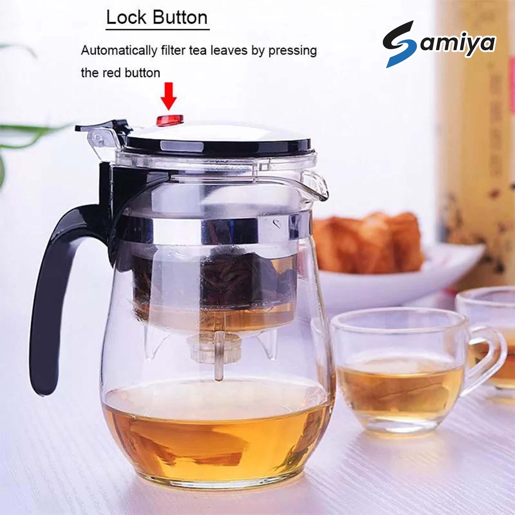 teapot glass infuser borosilicate heat resistant 500ml / teko teh kaca / tea maker saringan filter