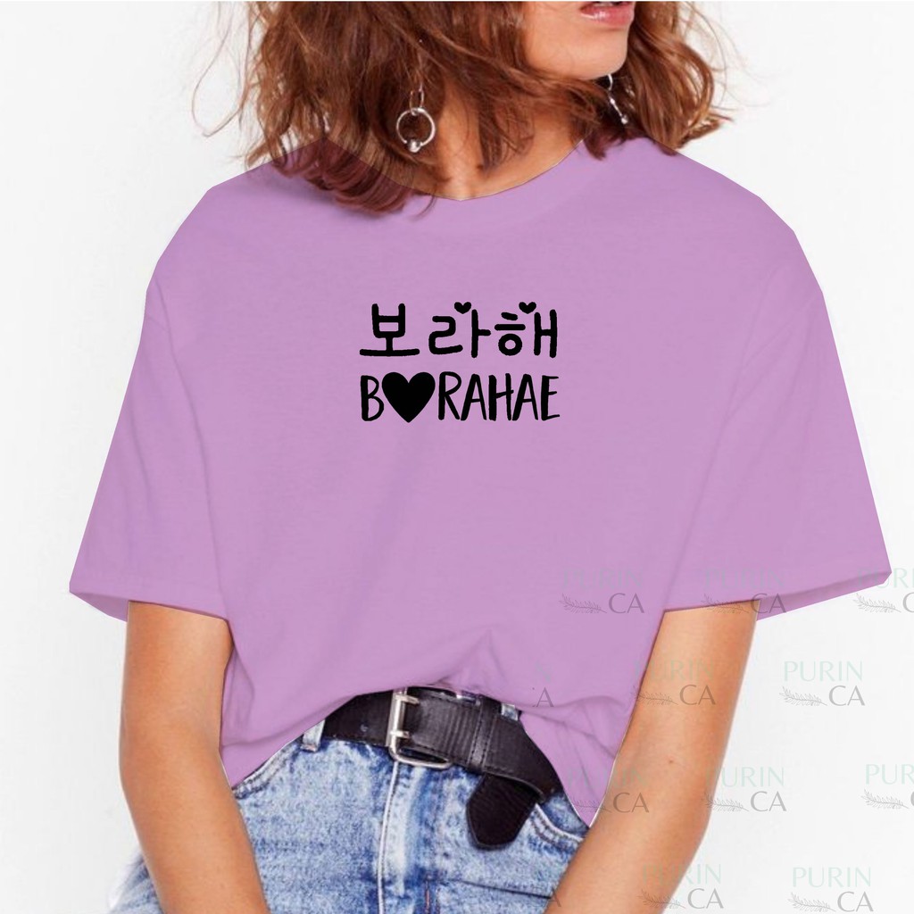 Kaos Wanita &amp; Pria Unisex Korea Borahae