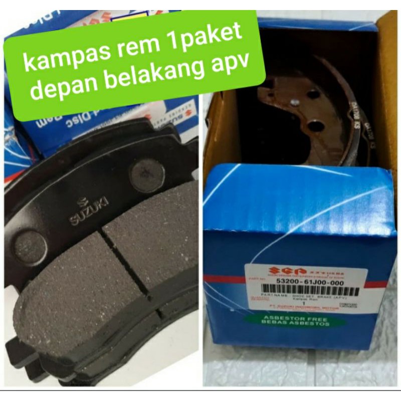 kampas rem 1paket depan belakang suzuki apv original