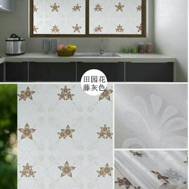 Sticker kaca sunblast bunga coklat batik kode SK121