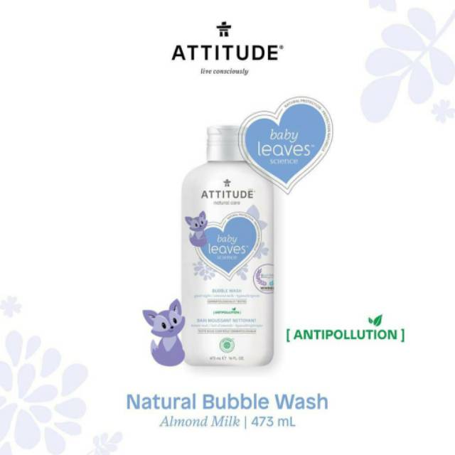 Attitude Natural Bubble Wash Almond Milk/Pear Nectar - Sabun Bayi