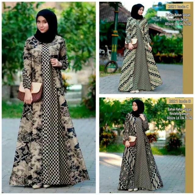 Gamis syar'i wanita batik qonita