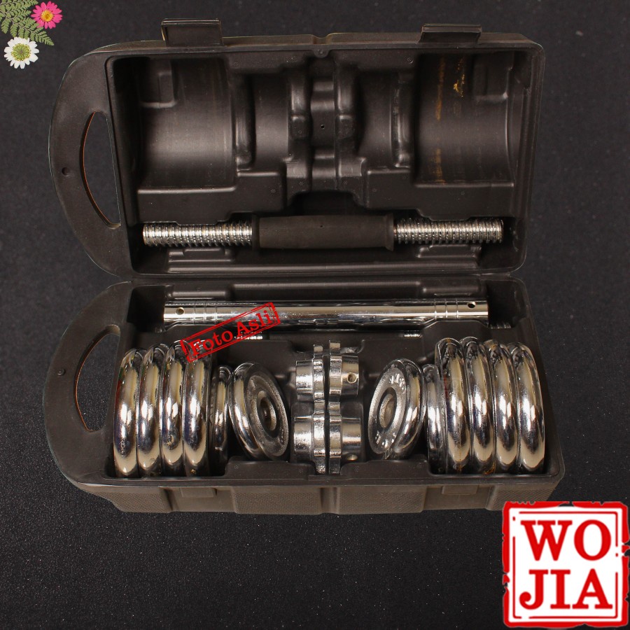 Barbel Dumbel Set 15 kg Beban Barbell Dumbell Dumbbell Chrome York