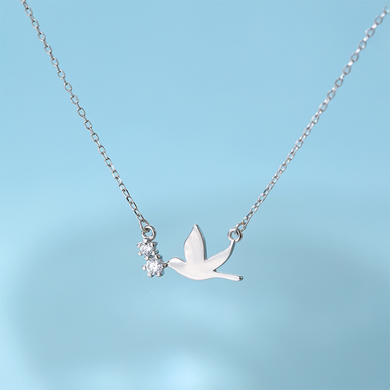 Fashion Peace Dove Pendant Necklace Kalung Korea Bird Silver Chain Necklaces for Women Jewelry Gift