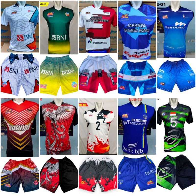 COD HEMAT setelan baju dan celana voli proliga / setelan baju voli BNI/ setelan kaos voli printing