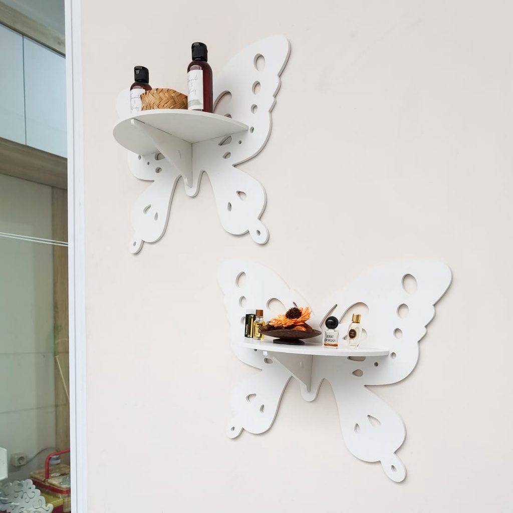 [ 1set isi 2 ] Kupu Kupu Decorative Rack Rak Shabby Chic Vintage Dekorasi Pajangan Bunga